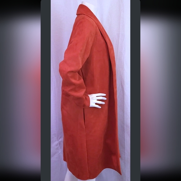 Zara Womens S Orange Overcoat Jacket Trench Blazer Collection Basic Faux Suede - Picture 4 of 10